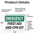 thumbnail image 2 of (2 Pack) First Aid And CPR Kit OSHA Emergency Sign 14 Inch X 10 Inch Vinyl Label Decal Sticker Weather Resistant, UV Protected for Workplace, Business, and Construction Site, Made in, 2 of 7