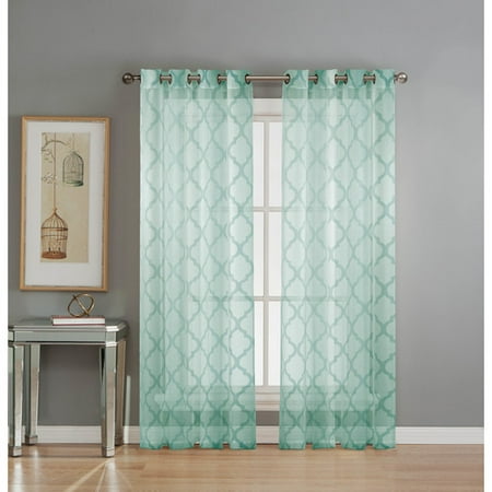 Lattice Burnout Sheer 76 X 84 In Grommet Curtain Panel Pair