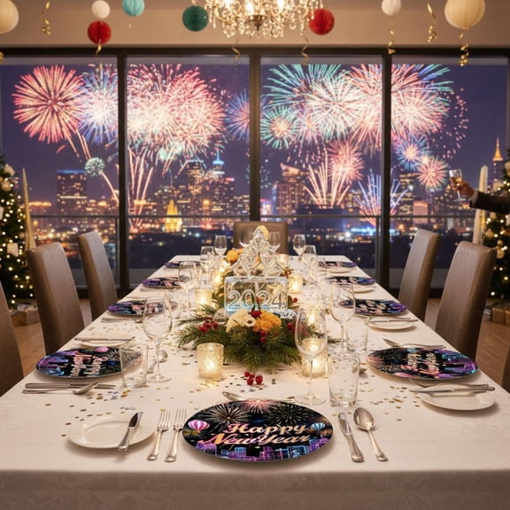 Feltree 20-Piece Paper Plates Set Disposable Party Tableware for Eve Holiday Birthday Celebrations with Two Sizes 7in and 9in