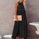 thumbnail image 4 of 2025 Vestido largo sin mangas para mujer, vestido de playa informal con volantes fluidos, vestido de poliéster de cintura alta, tallas S-XXL, 4 of 8