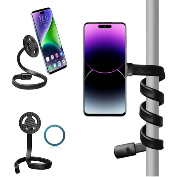 Phone Holder Stand with Flexible Arm, Magnetic Flexible Phone Holder Mount for Stroller/Treadmill/Chair/Spin Bike and More Scenarios, Compatible with iPhone, Android Phone and Mag Safe Case