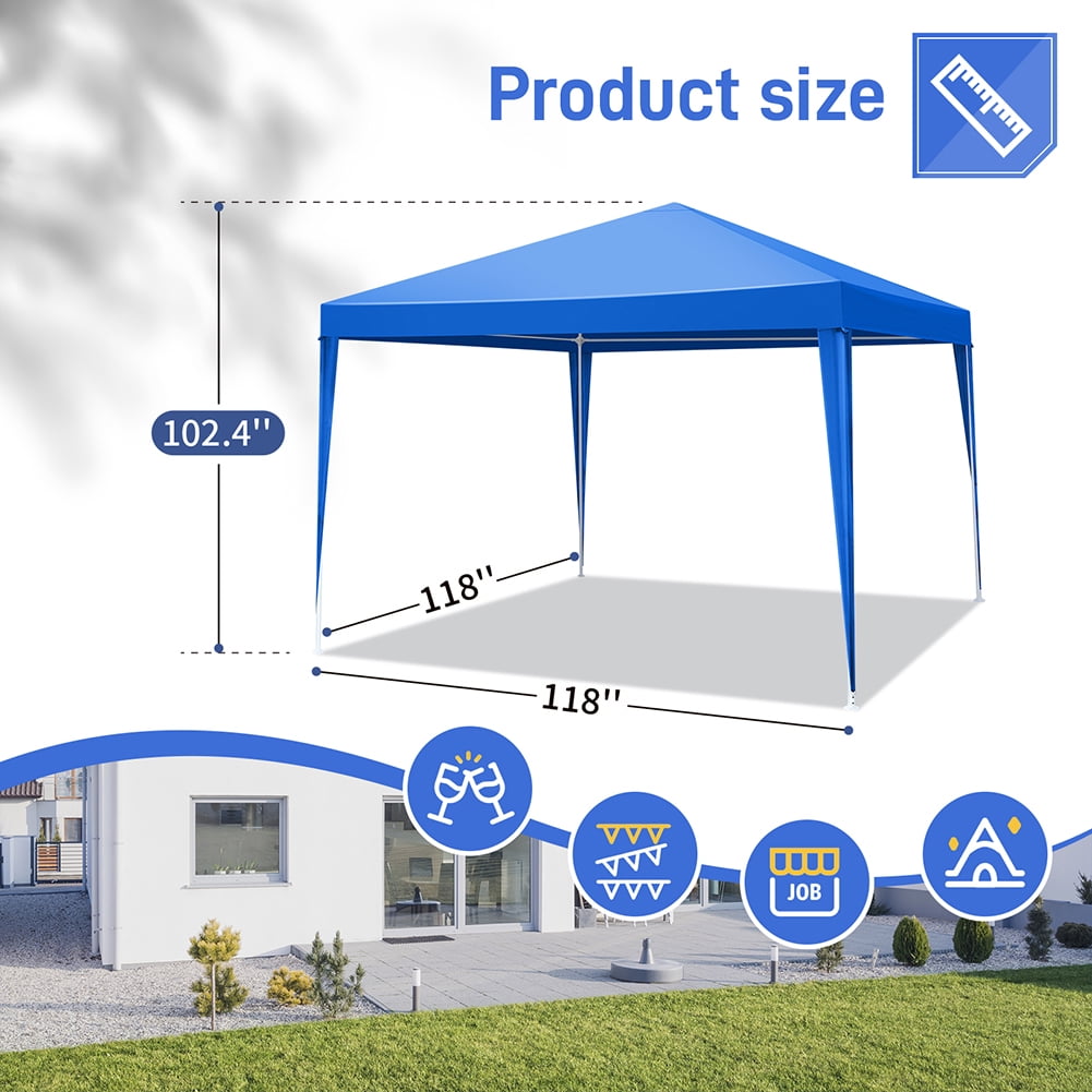 Aimee Lii 120" x120" Large Party Tent, Events Shelter Canopy Gazebo with 4 Side Walls, Shade Shelter for Weddings, Picnic, Blue
