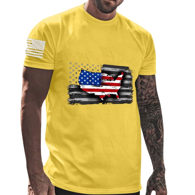 Mens Casual Pantalones Cortos Cuello Redondo Gradación Impresión Suéter Camiseta, Blusa Deportiva de Fitness para Hombres