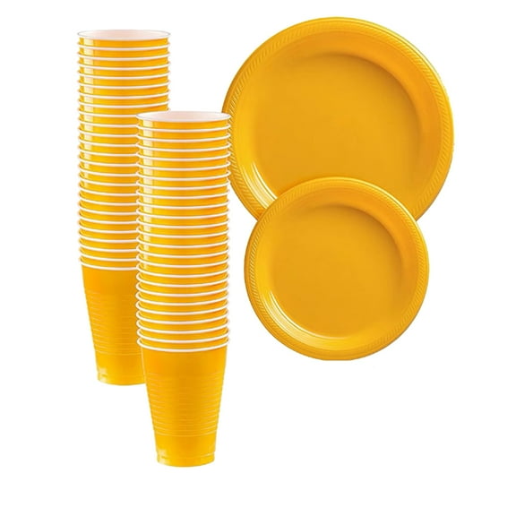 LEORX Yellow Party Tableware Set Disposable Cups for Various Parties Elegant and Practical 1Set