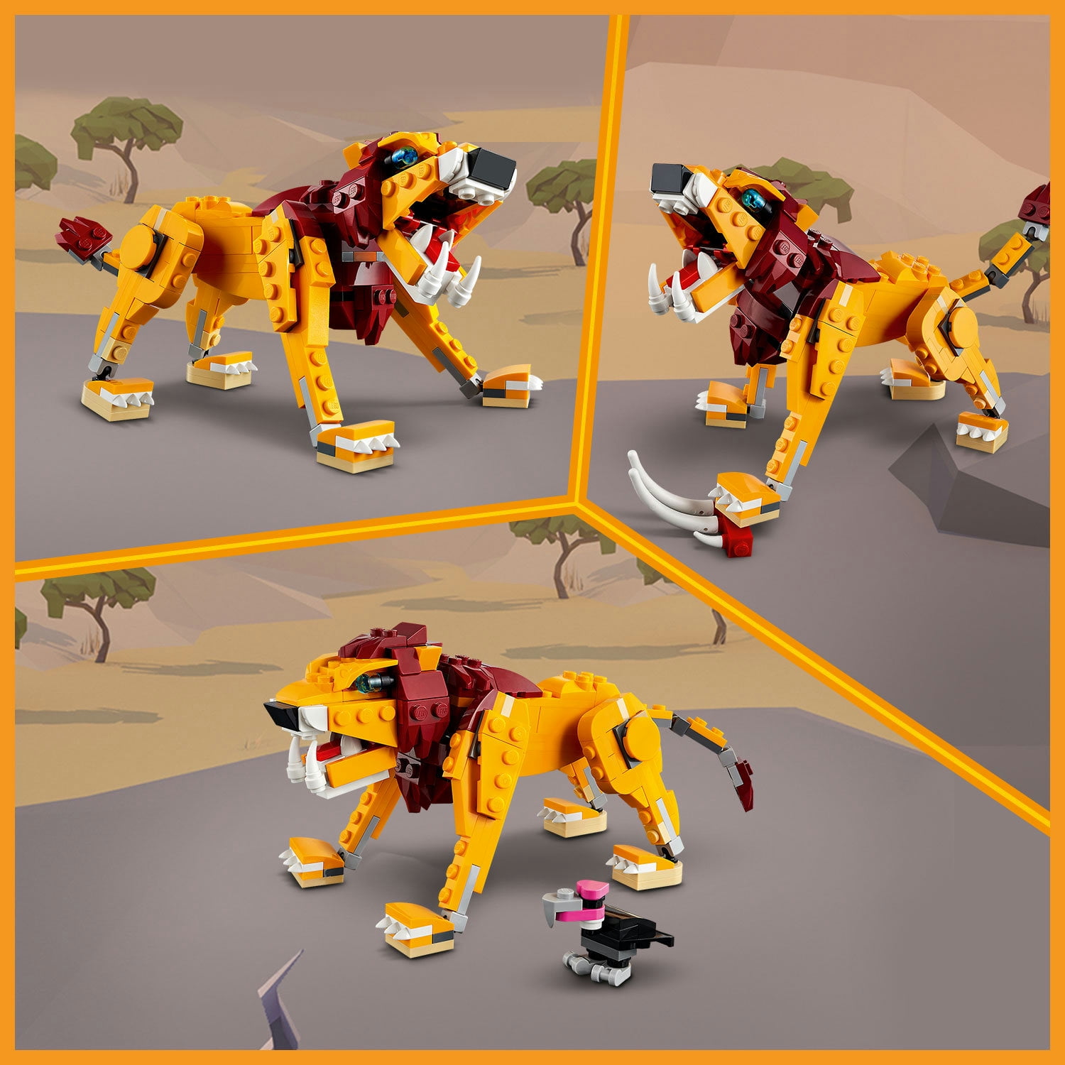 LEGO Creator 3in1 Wild Lion 31112; Building Toy Featuring Animal Toys for Kids (224 Pieces)