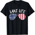 thumbnail image 1 of T-Shirt Unisexe Rétro Lake Life 4th of July US Summer Sunglasses, 1 of 4