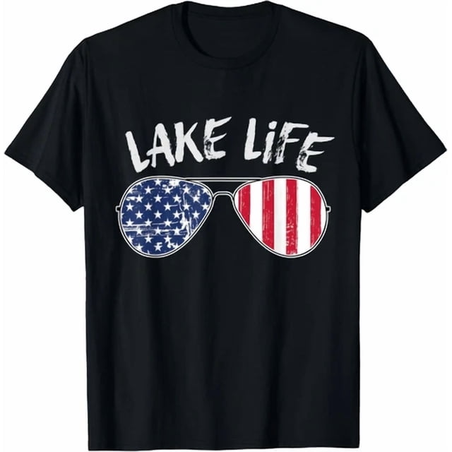 T-Shirt Unisexe Rétro Lake Life 4th of July US Summer Sunglasses
