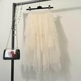 thumbnail image 4 of vigerkar Sequin Tulle Skirts for Women Long Sequin Skirt Tutu High Low Skirt Sparkly Layered Elastic Waist A-Line Skirt Beige, M, 4 of 4