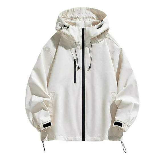 Rain Jacket Women Striped Lined Hooded Lightweight Raincoat Outdoor Waterproof Windbreaker