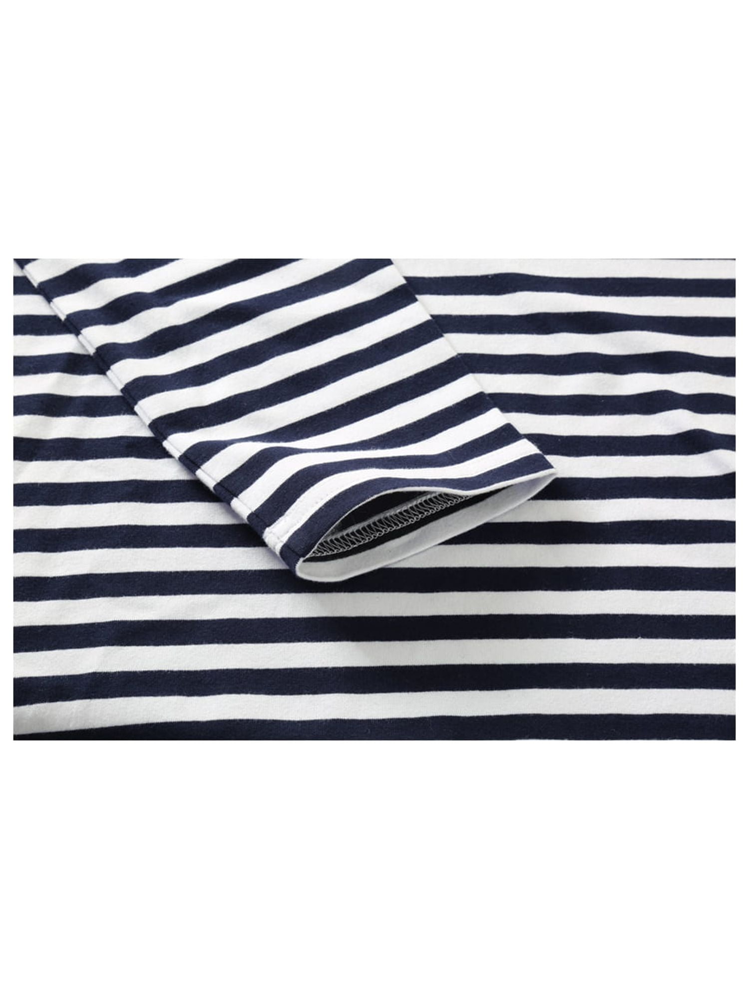 Unique Bargains Men's Long Sleeve Pullover Top Crew Neck Striped T-Shirts 34 Navy Blue