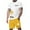 Yellow, variant on 2 Piece Set for Men Pants Solid Short Sleeve T Shirt and Drawstring Shorts Regular Fit Loungewear Breathable Linen Matching Set ,XXXL