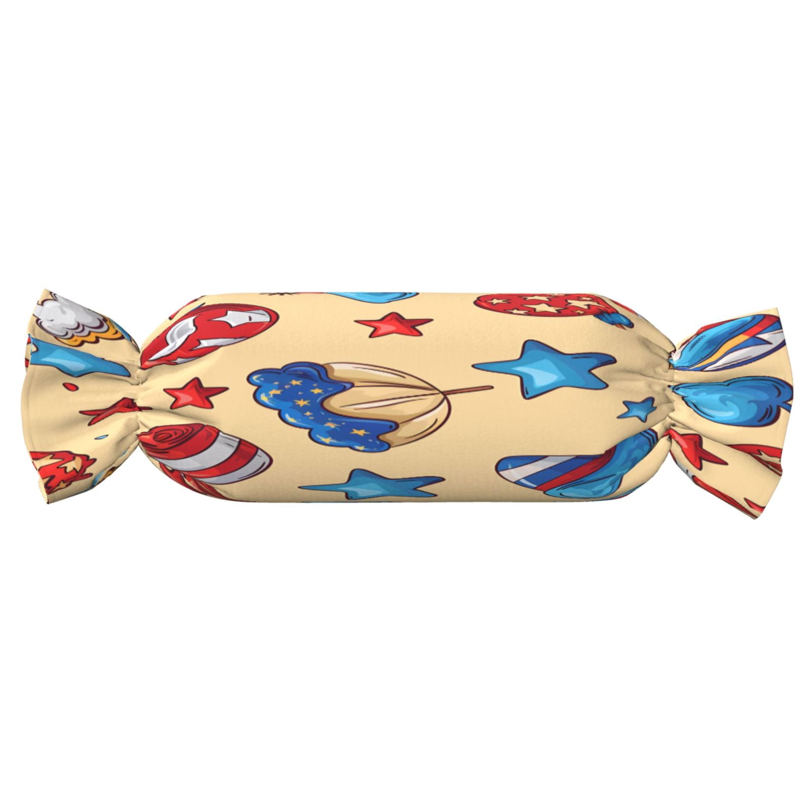 Candy Throw Pillow Travel Cervical Pillow Cylindrical Neck Body Cushion With Insert For Bed Couch Home Decor 9.8x24.4in Independence Day Theme Elements Star (3)