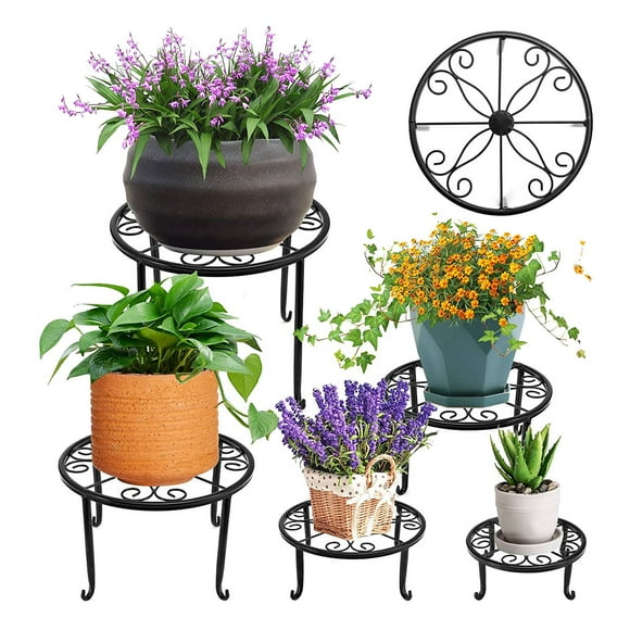 5 Pack Metal Plant Stand for Outdoor & Indoor Plants, Heavy Duty Flower Pot Stands for Multiple Plants, Rustproof