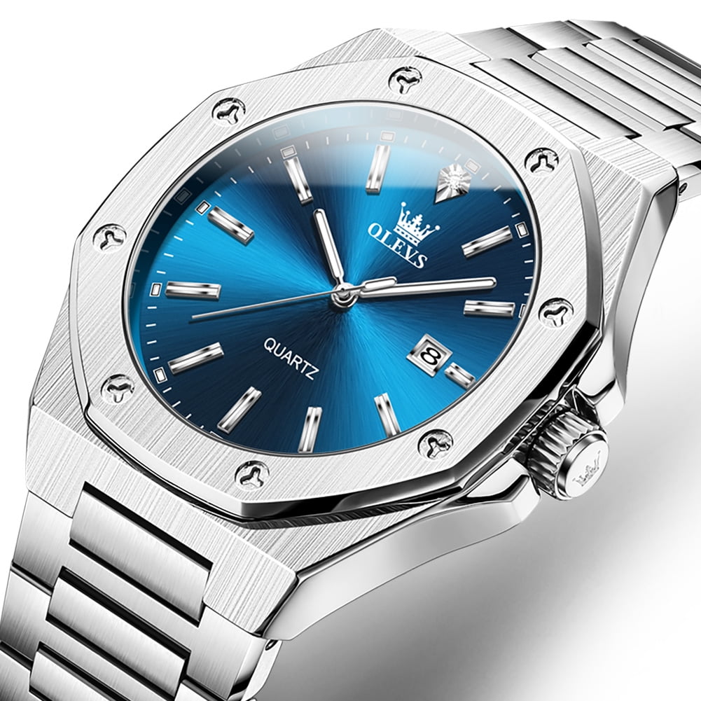 OLEVS Watch for Men Business Dress Diamond Analog Quartz Date Luxury Classic Casual Stainless Steel Waterproof Luminous Mens Wrist Watches Reloj para Hombre