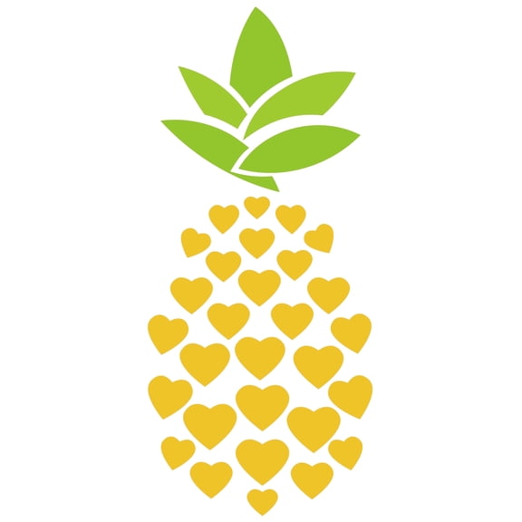 Kids Bedroom 20" x 44" Heart Shape Pineapple Eyes Removable Vinyl Wall Decoration Sticker Multicolored Tropical Fruit Design Home Living Room Easy To Apply Adhesive Wall Decal