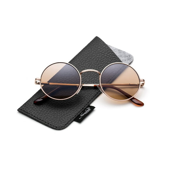 Polaroid Vintage Round Polarized Sunglasses, Unisex, Black