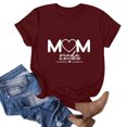 thumbnail image 2 of WREESH Mother's Day Mama Shirts Women's Round Neck Short Sleeve Graphic T-Shirts Wine, 2 of 4