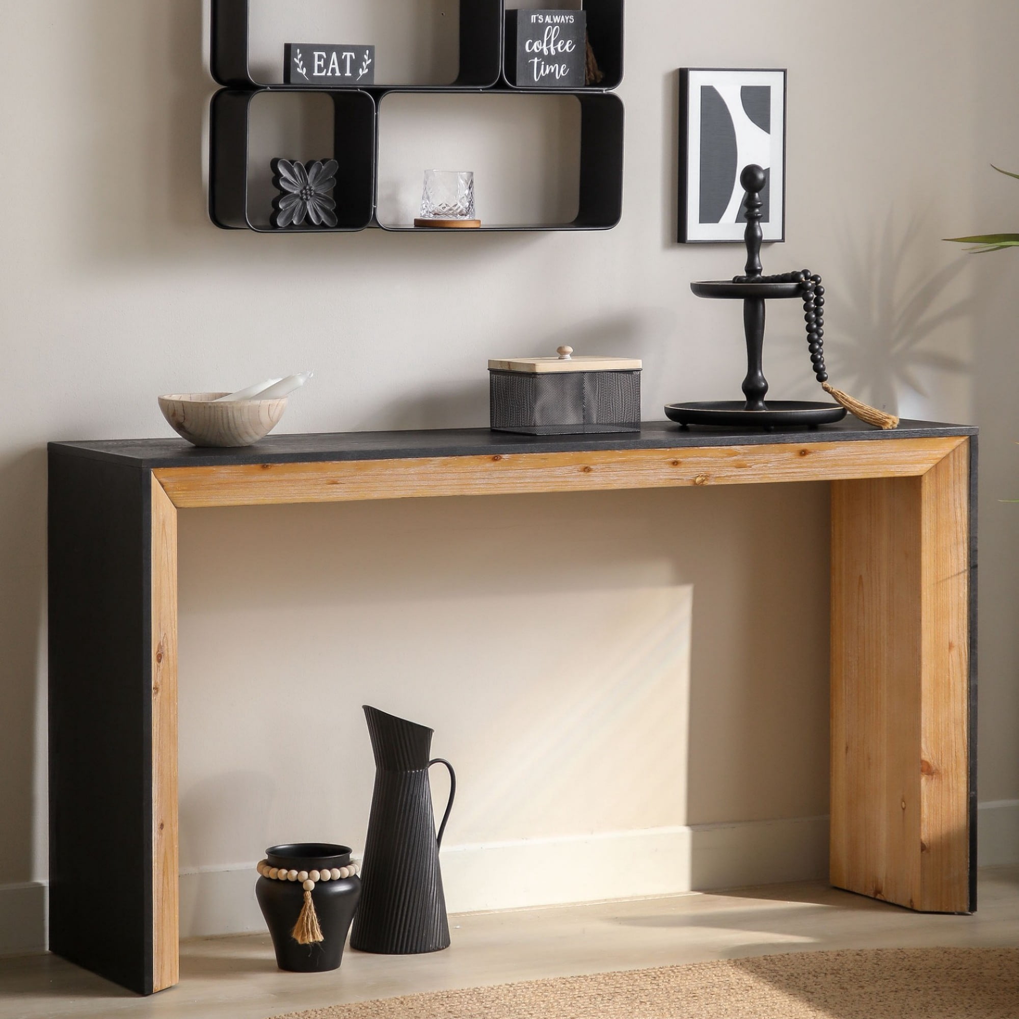 59in Modern Wood Console Table, Entryway Table, Sofa Table, Rustic & Contemporary Design (Natural)