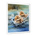 thumbnail image 2 of Designart "Playful Paddler Ducklings" Animals Framed Wall Art - Traditional Brown Duck Entryway Framed Wall Art Print, 2 of 6