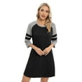 thumbnail image 3 of WBQ Women's Nightgown, Raglan 3/4 Short Sleeve Sleep Shirt Crew Neck Nightshirts Loose Comfy Pajamas Dress Casual Sleepwear Black S-2XL, 3 of 9