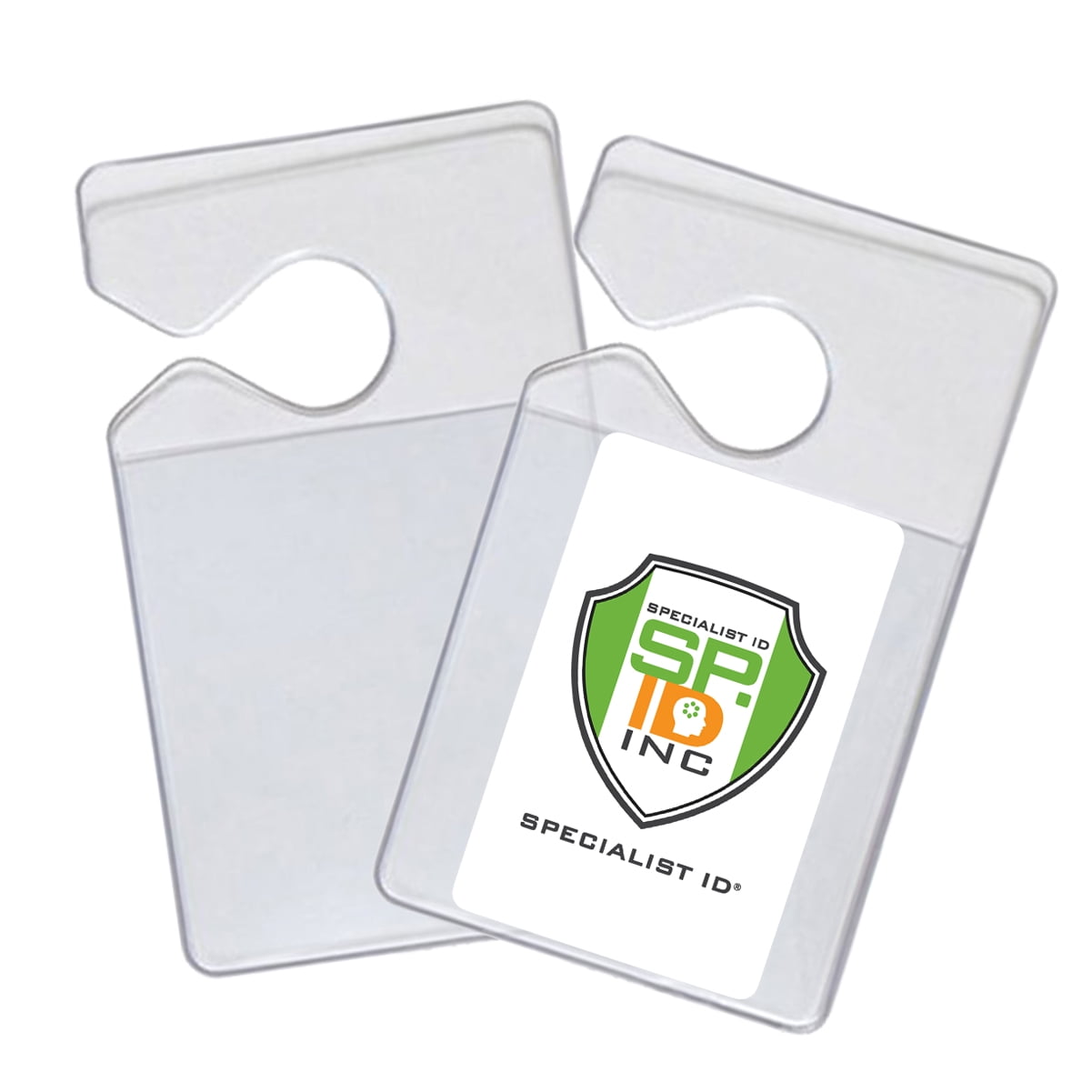 2 Pack - Clear Horizontal Vehicle Parking Permit Pass Hanger Tag Holder - Hangs from Car Rear View Mirror - by Specialist ID 