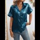 thumbnail image 5 of Tops de Verano para Mujer, de Corta, con Cuello en V, para Hacer Ejercicio, Blusas Bonitas, Elegantes, Informales, A , Camisetas Lisas. Azul Oscuro XL, 5 of 9