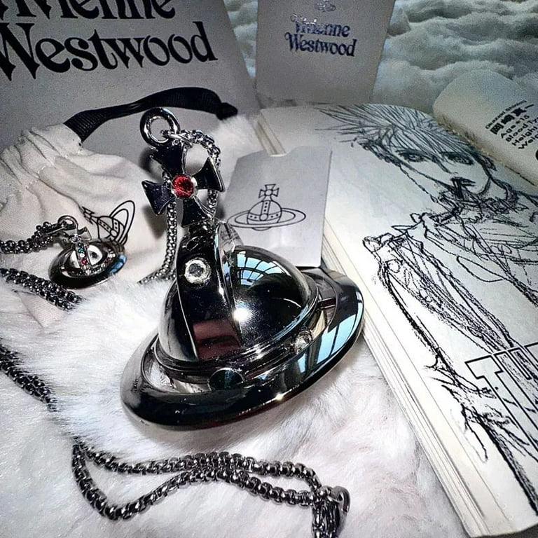 Vivienne Westwood Pendant Lighter Gas Lighters Two Orb Chains, Gift Box,  Silver
