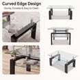 thumbnail image 6 of Glass Coffee Table with Lower Shelf, Holaki Modern Rectangular Tempered Glass Center Table with Metal Legs for Living Room, Black, 6 of 7