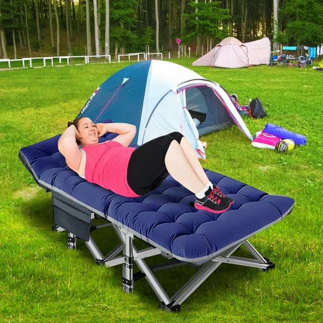 Slsy Folding Camping Cots with Sided Mattress Carry Bag, 75