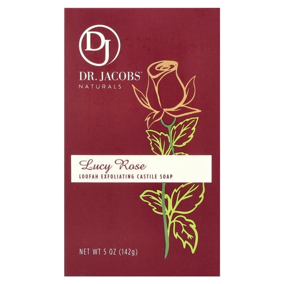 Dr. Jacobs Naturals Loofah Exfoliating Castile Bar Soap, Lucy Rose, 5 oz (142 g)