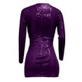 thumbnail image 5 of Women's V-Neck Long Sleeve Wrap Mini Dress Shiny Pleated Cocktail Party, 5 of 5