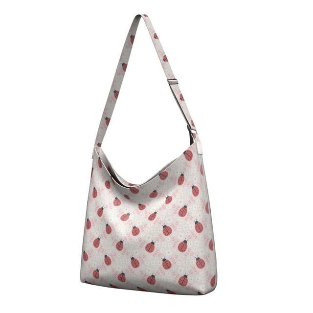 Sac Fourre-Tout en Toile Coccinelle Mignonne – Motif Dessin Animé à Pois Rouges, Imprimé Coccinelle de Jardin, Réutilisable et Écologique