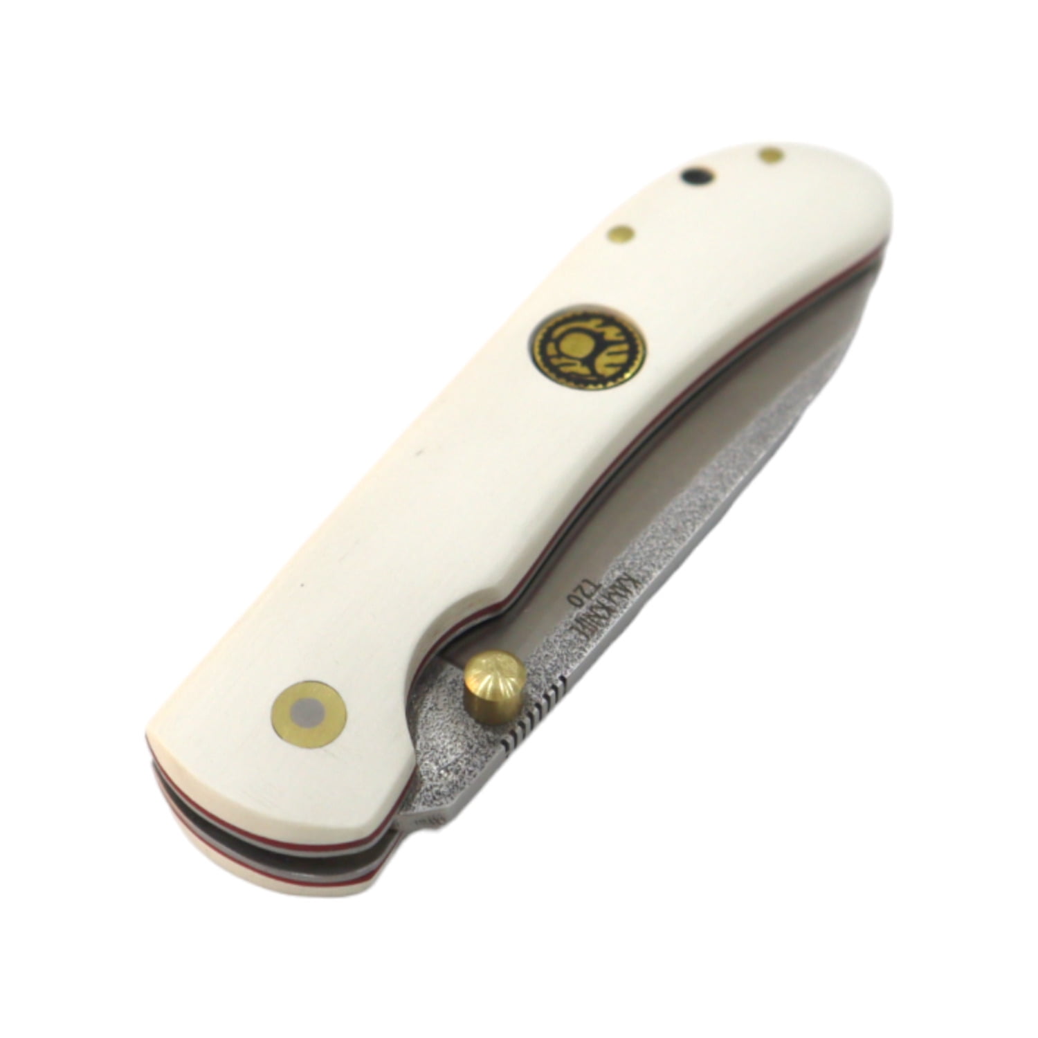 Kam Knife - Folding Knife BÖHLER Stainless Steel N690 with 3.14" Blade EDC Knife; White Handle Camping Knife; Small Hunting Knife Perfect for Outdoors and Hiking