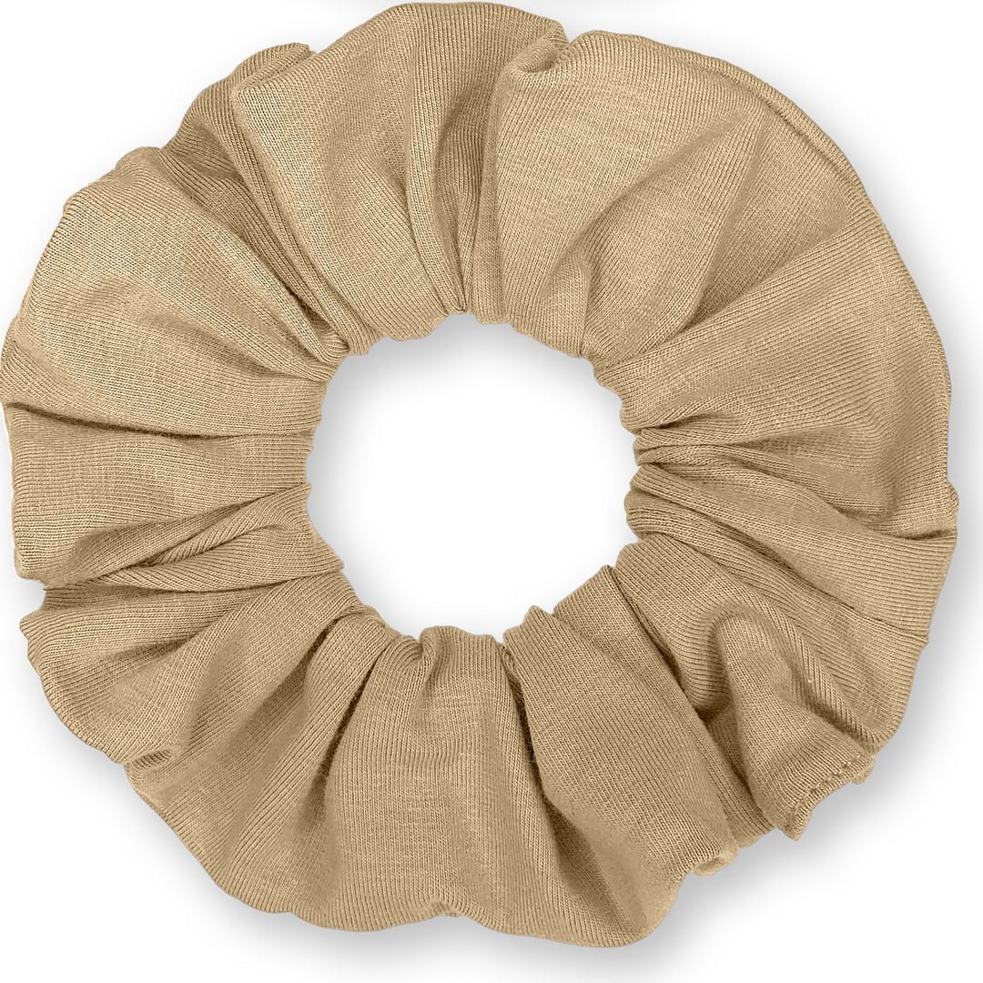 Scrunchies Cotton Knit Standard Size 3-Pack Ponytail Holder Made in USA Scrunchie King Beige