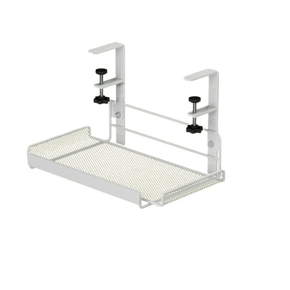 Under Desk Cable Management Tray, Wire Management No Drill No Screws, Cable Tray with Clamp for Desk Wire Management, Computer Cable Rack for Office, Home,No Damage to Desk White