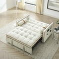 thumbnail image 3 of 55.5" Pull Out Sofa Bed, Modern Sleep 2 Seater Loveseats Sofa Couch with Side Pockets, Velvet Sleeper Bed Couch with Adjsutable Backrest and Lumbar Pillows for Apartment Office Living Room, Beige, 3 of 7