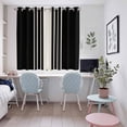 thumbnail image 4 of Black Beige Striped Kitchen Curtains 72 Inch Length, Modern Farmhouse Retro Lines Grommet Top Bedroom Living Room Curtains, Light Filtering Cafe Curtain Drapes 2 Panels Set 104''x72'', 4 of 7