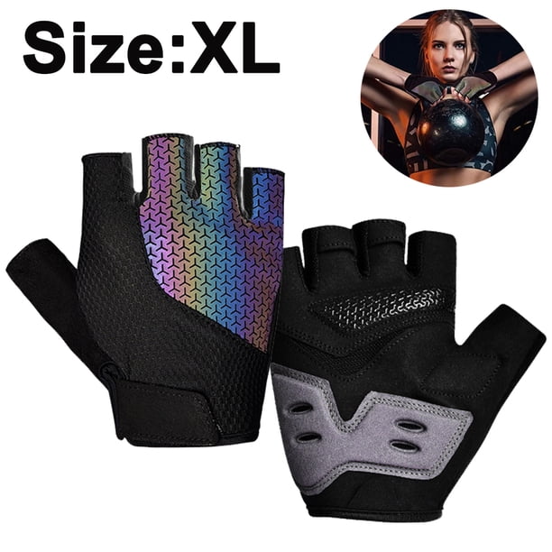 Guantes de ciclismo Guantes de ciclismo Verano Medio dedo Gel Guantes de bicicleta de montaña que absorben los golpes Antideslizantes Guantes de bicicleta de montaña reflectantes multicolores Hombres y mujeres Ormromra 220494-3
