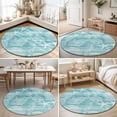 thumbnail image 4 of Round Rugs 5Ft, Turquoise Coastal Round Area Rug Washable Indoor Throw Carpet, Nautical Coral Starfish Shell Seahorse Ocean Soft Non Slip Circle Rug for Cabinet Bathroom Home Decor Aesthetic, 4 of 8