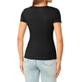 thumbnail image 4 of JoveMarine Women's Slim Fit V-Neck Short Sleeve T-Shirt Solid Color Fitted Tee Casual Summer Top for Daily Wear Spring/Summer Black L, 4 of 5