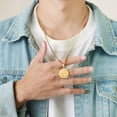 thumbnail image 2 of Colgante de brújula de acero inoxidable con moneda dorada, brújula, collar de hip hop para hombre, joyería, 2 of 6