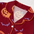 thumbnail image 5 of CUZIBR Womens Pajama Sets Halloween Pumpkin Ghost Bat Spider Web Print Lapel Collar Short Sleeve Shirt Shorts 2 Pieces Sleepwear Loungewear,32-Red, 5 of 9