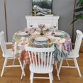 thumbnail image 2 of Round Waterproof Tablecloth 60×60 Inch, Boho Style Reusable Indoor/Outdoor Durable Table Cover for Party Kitchen Dinner Room Decor, 2 of 6