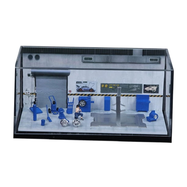 Maqueta de taller de reparación de automóviles a escala 1/64, vitrina de maquetas de coches, colecciones, artesanía Estilo B