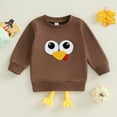 thumbnail image 5 of SonxaHe Boy's Sweatshirt Cute Embroidered Long Sleeve Pullover Top Baby Comfy Fall Casual Sweatshirts Brown,Sized 18-24 M, 5 of 8