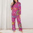 thumbnail image 2 of Sikiie Peace Love and Dove Flower Power Women's Long-Sleeve Shirt and Full-Length Bottom Pajama Set (s-xxl)-Medium, 2 of 7