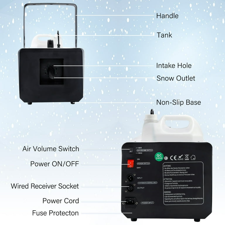 TCFUNDY 1500W High Output Snow Machine, Party Artificial