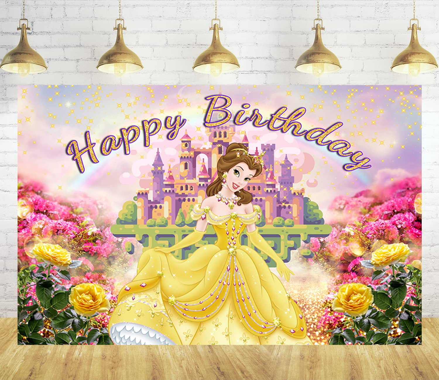 Princess Belle Backdrop for Birthday Party Supplies Beauty and The Beast  Baby Shower Banner for Birthday Party Cake Table Decoration 5x3ft -  