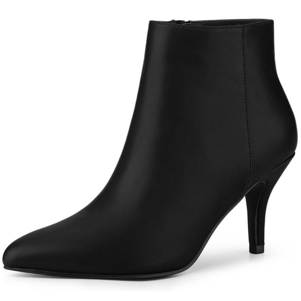 Botines De Punta Estrecha Cremallera Y Tacón De Aguja Para Mujer Negro 35