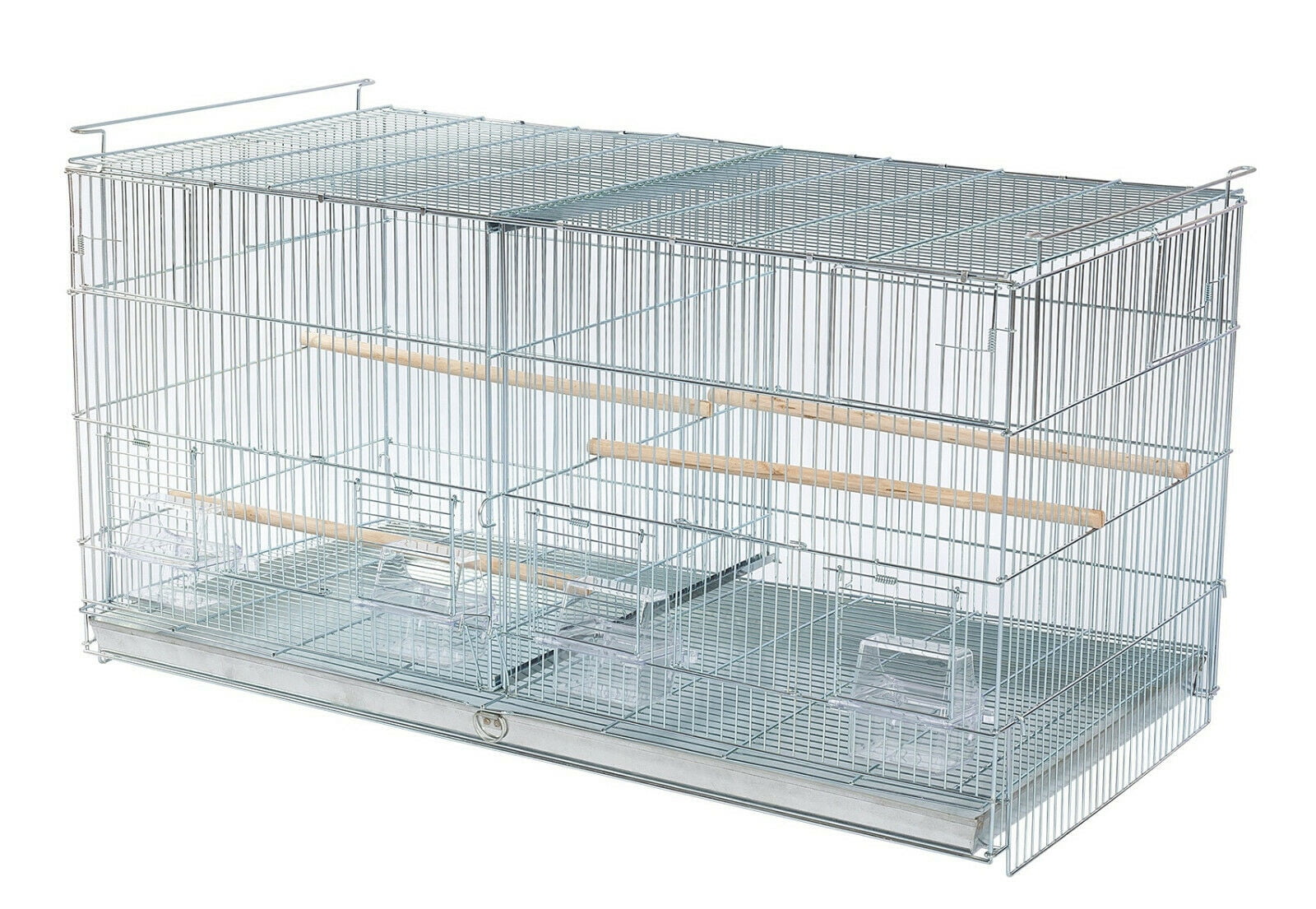 4 of LARGE Stainless Galvanized Zinc Plated Stackable Double Breeding Breeder Flight Bird Cage Center Dividers With Side Breeding Nest Box Doors